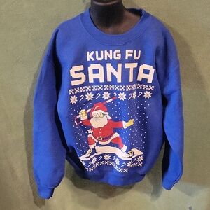 Gildan Blue Festive Santa Crewneck Sweater